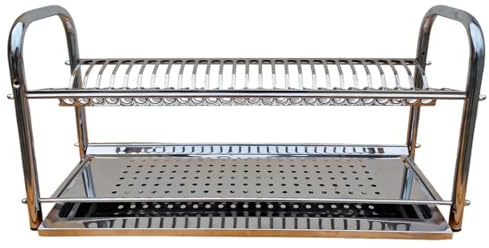 ESPOMASISHOP SCOLAPIATTI DA BASE, PARETE O APPOGGIO – Acciaio Inox AISI 430 Misure 40 50 60 70 80 cm Con o Senza Vaschetta Raccogligocce – Montaggio Facile –Made in Italy (50 cm senza Raccogligocce)