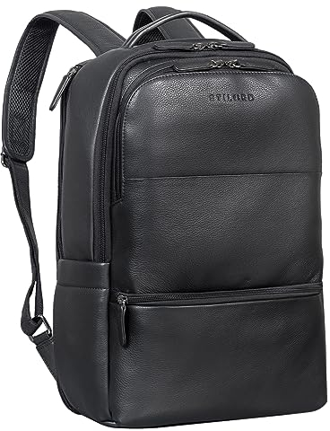STILORD 'Thore' Luxuriöser Leder Rucksack mit Laptopfach 17 Zoll Damen Business Rucksack Herren Vintage Tagesrucksack Echtleder, Farbe:schwarz