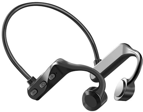 HYMJ Casque Conduction Osseuse Écouteur Bluetooth Sport sans Fil, Casque Audio à Oreilles Libres Confort,IPX7 Étanche,24h d'Autonomie, Conçu pour Le Sport,Running,Vélo-Noir