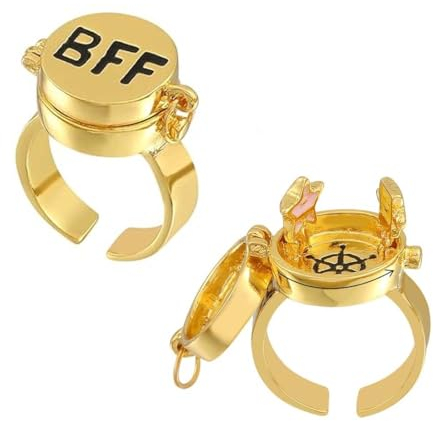 UEAVOID 2 Stück Beste Freunde für Immer Ringe,Einstellbar Offene Kappe Ring,Süßes BFF Ring,Freundschaftsring,Schmuckgeschenke für Frauen Mädchen（drehbar）