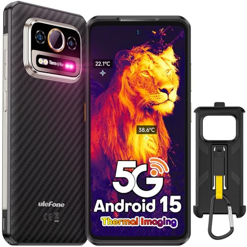 Ulefone Armor 25T Pro 5G Rugged Smartphone, ThermoVue Thermal Imaging Android 15, 16GB+256GB, 120Hz 6.78 Corning Gorilla Glass Victus, 64MP Night Vision, 30W Wireless Charging Mobile Phone Unlocked