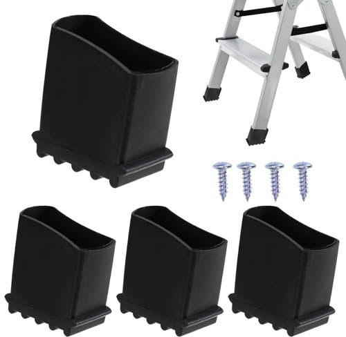 4 patas de escalera de 50 x 25 mm, de goma universales con 4 tornillos, patas antideslizantes para escalera, tapas para escaleras, escaleras telescópicas, escaleras de espiga, almohadillas para