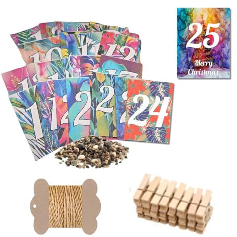 Christmas Seed Advent Calendar | 25 Packs of Flower, Herb and Vegetable Seeds - Twine, Mini Pegs Botanical Gardening Gift Box for Nature Lovers - Perfect Christmas Decoration