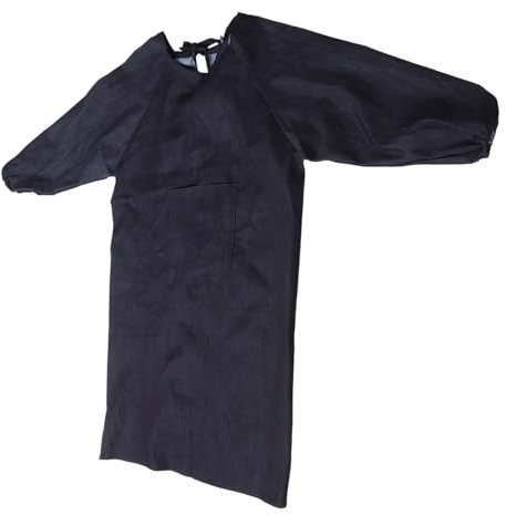 SEWOART Arbeitsschutzoveralls Metzgerschürze Langarm-Arbeitsschürze Schweißschürze Kochschürze Küchenschürze Schürze für Damen Malschürze Schürze mit Ärmeln Putzschürze Cowboy Black