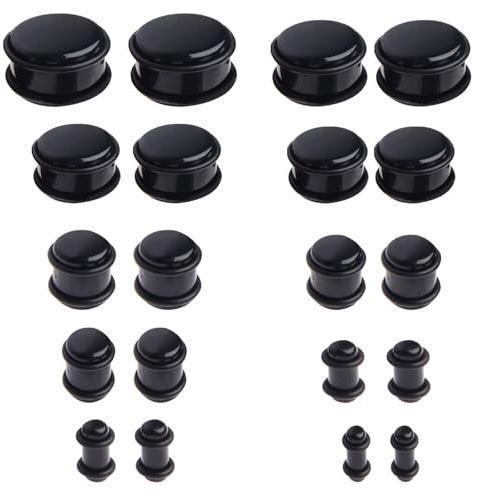 LOCCY 20 Pieces Acrylic Ear Plugs, Acrylic Flesh Tunnels Plugs Black Ear Stretcher Expanders Ear Stretching Kit Piercing Jewelry for Men Women 4/5/6/8/10/12/14/16/18/20mm