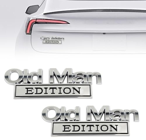 Old Man Edition Auto-Emblem, 2PCS Old Man Edition Emblem, 3D-Metall-Aufkleber, Autoaufkleber für Männer, Auto Aufkleber Lustige, für Kotflügel, Heckklappe, Stoßstange, Namensschild