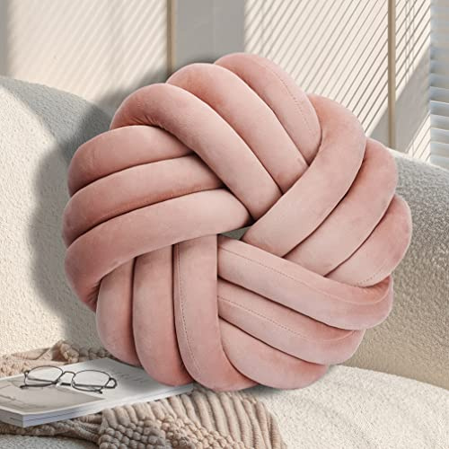 Cuscino Morbido di Peluche con Nodo a Forma di Palla, Cuscino per la Schiena, Cuscino Decorativo per la casa, per Divano Letto, Carminio, 30 cm