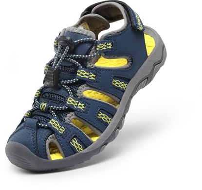 DREAM PAIRS Boys Girls Summer Outdoor Athletic Sport Sandals Walking Hiking Hook and Loop Adjustable Multicolor for Toddler/Little/Big Kids,Size 6 Big Kid,Dark Blue,160912-K