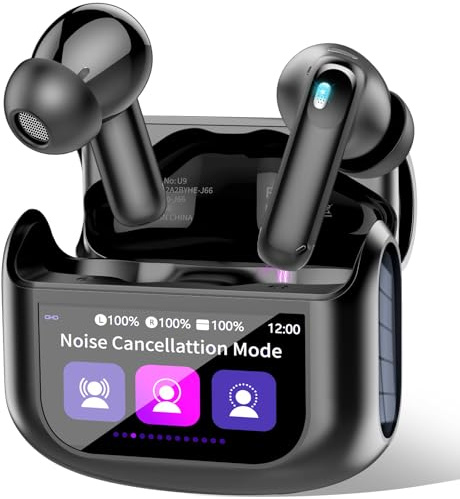 AI Translation Earbuds Real Time,164 Language/7 Translation Modes Translator Earbuds with Audio and Video Calls,No Subscription,5 EQ Modes Touch Screen Translator Headphones,48H Ear Buds (Black)