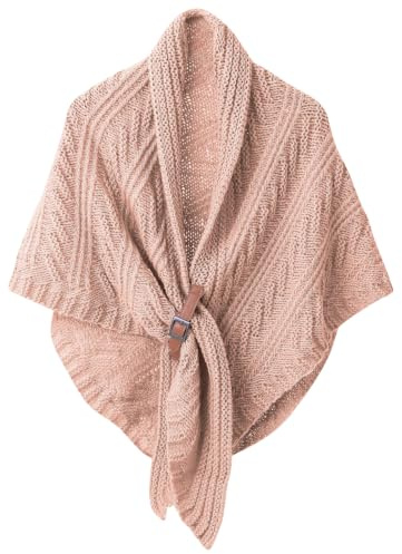 wocharm Women Vintage Medieval Knitted Triangular Cape Shawl, Soft Warm Knit Wrap for Autumn Winter