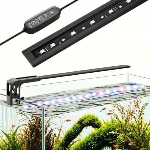 PYPABL 28cm Slim Aluminum Alloy Aquarium LED Light, Full Spectrum with Day/Night/24/7 Mode & Timer, 10-Level Brightness, Adjustable Lighting for Planted Tank & Fish Tank Freshwater Fish