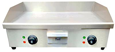 Davlex large commercial electric steel griddle hotplate, twin sided bacon egg sausage fryer, 600 mm double grill