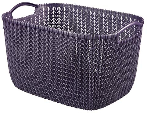 Curver Strickoptik L 19 Liter Aufbewahrungskorb, Plastik, Twilight Purple, 39.5 x 29.5 x 23.6 cm
