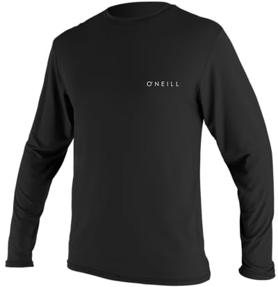 O'Neill Wetsuits Men's Basic Skins 30+ Long Sleeve Sun Shirt Rash Guards, Black, Medium US