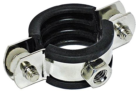 Edelstahl Rohrschelle aus V4A mit Gummieinlage 44-49 mm / 1 1/2