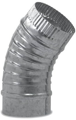 CAEXVEN Codo Rizado para chimeneas en Acero Galvanizado - Ángulo 45º - Serie lisa - 110 mm