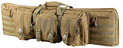 Taktische Doppel Gewehrtasche - 2 Langwaffen Abschließbar Waffentasche Mit Pouches Compartments Gewehrfutteral Zum Angeln, Jagen, Schießsport Yellow,120CM
