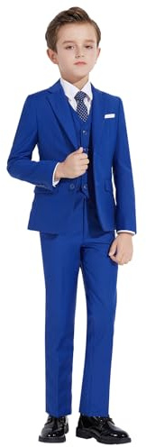 Boys Royal Blue Suit Slim Fit Kids Formal Suit Tuxedo 5 Pieces for Wedding Ring Bearer, Easter, First Communion, Confirmation, Graduation Little Boys Size 4