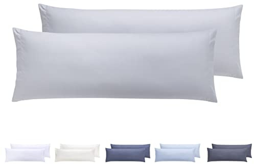 Todocama – Juego de 2 Fundas de Almohada, Microfibra Extra Suave, hipoalergénicas. Juego de 2-105x40 cm Gris Claro