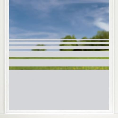 GRAZDesign Fensterfolie Streifen Blickdicht, Sichtschutz Folie Milchglasfolie für Fenster, Glastür, Scheiben lichtdurchlässig - 60x57cm / Silber