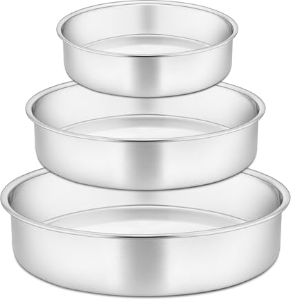 Joyfair Backform, Edelstahl Rund Kuchenform Tortenform 3er Set, 11/17/21 cm, Kuchenbackform Backformen für Geburtstag/Hochzeit/Weihnachten, Einteilig & Auslaufsicher, Ungiftig & Gesund