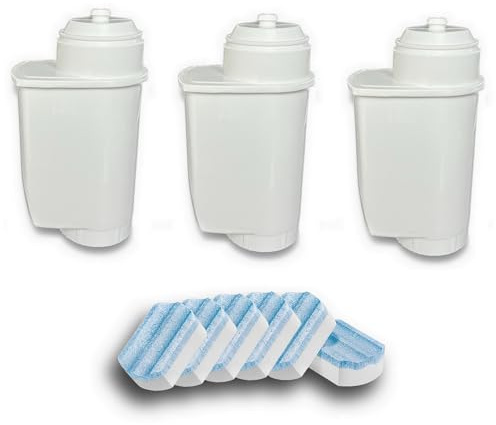 6 avkalkningstabletter + 3 vattenfilter lämpliga för Siemens EQ.9 plus connect, filter och avkalkningsmedel flikar (6a36 + 3xWF)