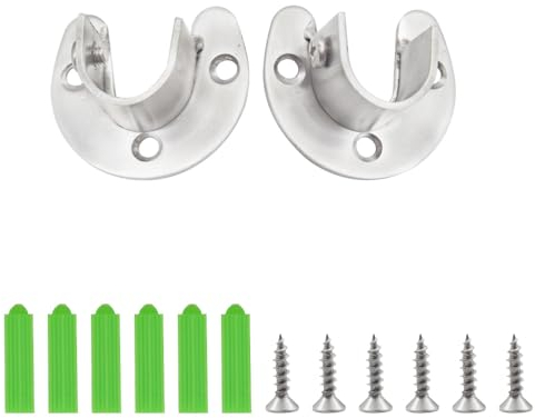 CEEYSEE 2 Stück Rundrohr Halterung 19mm U-Form kleiderstangen halterung 304 Edelstahl Schrankstange Halterung mit 6 Stück Schrauben Stangen Flansch Set for Kleiderschrank (FLZ-U/19mm)