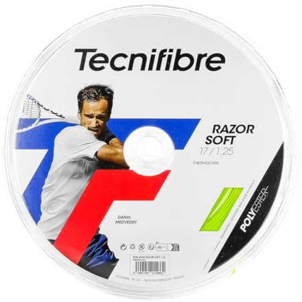 Tecnifibre Razor Soft Monofilament Polyester Corde de tennis 1,25 mm Vert citron 12 m