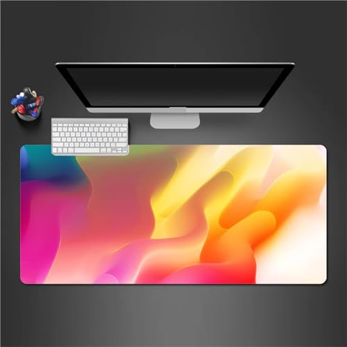 QiHon Gaming Mauspad XXL Mousepad 1200x600x3mm Gelb Lila Groß Mauspad Vernähte Kanten & Anti-Rutsch & Haltbarkeit für PC Laptop Verbessert Präzision und Geschwindigkei