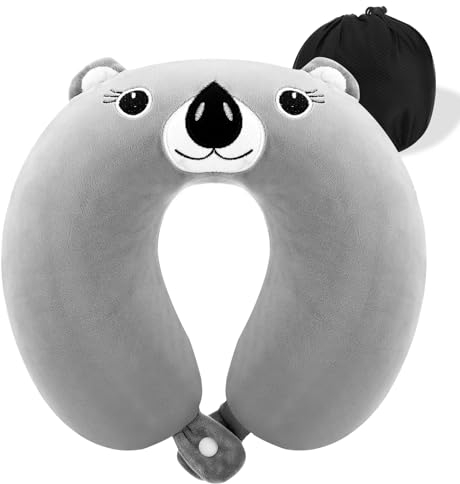 Auauraintt Reisekissen,Tier Reisekissen Nackenstütze,Nackenkissen Kinder,Tragbares Nackenkissen, U-förmiges Memory-Schaum-Kissen,Nackenkissen Erwachsene,Nackenkissen für Auto Flugzeug Büro Heim (grau)