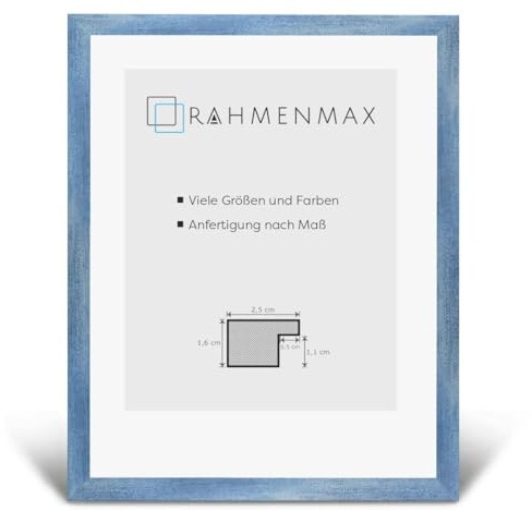 RahmenMax Skane - Cornice portafoto con puzzle, 33 x 48,5 cm, per Stati Uniti e Inghilterra, colore: Celeste con vetro sintetico trasparente