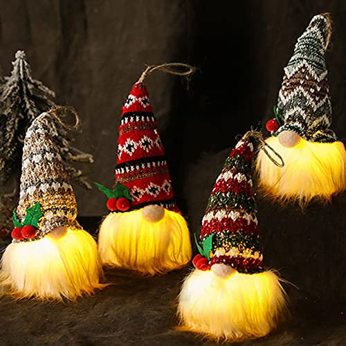 ZPQAODI Weihnachten Deko Wichtel 4Set, Wichtel Figuren Weihnachten Stoff, Wichtel Figuren Led Weihnachtswichtel Tomte Weihnachtsbaumschmuck Weihnachtsdekoration Anhänger Puppe