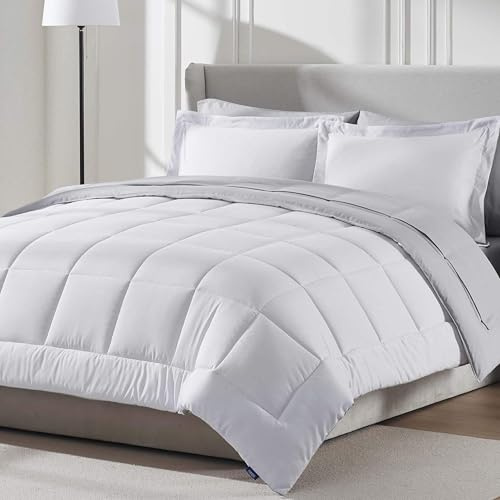 Nestl Comforter Set, Microfiber Polyester, White, Queen