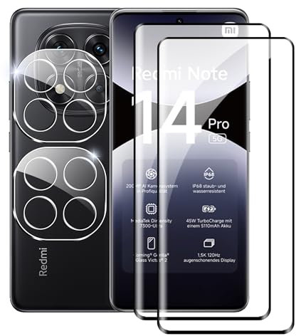 Tieeyivv Protector de Pantalla para Xiaomi Redmi Note 14 Pro 5G/POCO X7 5G Cristal Templado+ Protector de Lente de Cámara, Cobertura Total Vidrio Templado [9H Dureza] HD Film Cristal Templado