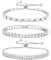 JeweBella 3 Stück Armband Damen Gold Silber Glitzer Tennis Armband Diamant Zirkonia Verstellbare Armband Stapel Tennis Armbänder Set