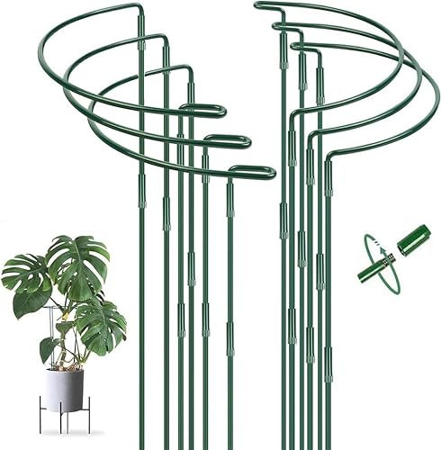 Pflanzenstütze Halbrund 25 x 60 cm,6 Stück Befestigbare Pflanzenhalter Metall,Ringkäfige für Gartenpflanzen,Staudenhalter, Blumenstütze,für Gemüse,Tomaten,Pfingstrosen,Rosen,Topfpflanzen