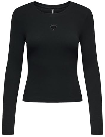 ONLY Onlcheckie Life L/S Cut out Top Jrs da Donna, Nero, M