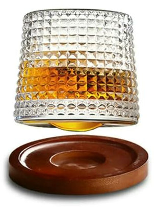 DaBingDian Vasos de Whisky giratorios con Base de 360 Grados, Copa de Ron de Cristal para cócteles y Bebidas.