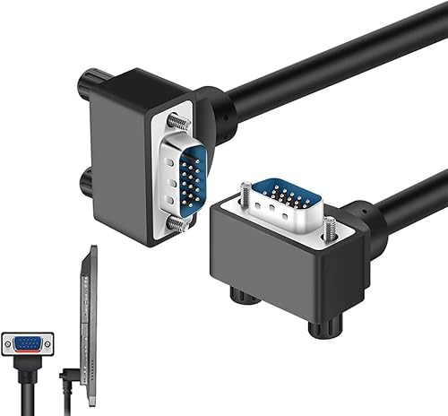 Vga-kabel, 90 Graders Vinklad Vga-kabel Stöder 1080p Kompatibel Med Pc, Spelare, Tv, Bildskärm, 90°,UP