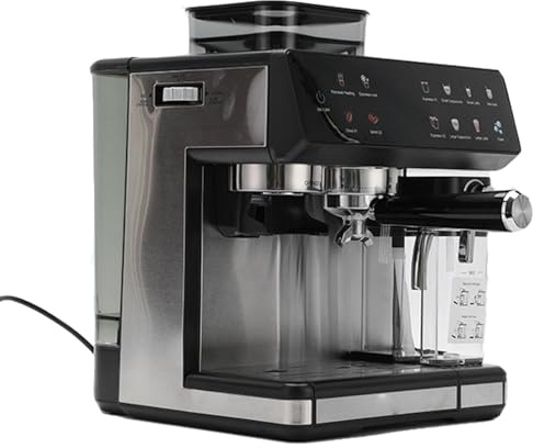 RkgSinuo Macchina per caffè, Latte, Cappuccino, Espresso Freddo con Macinacaffè Integrato E Montalatte, Facile da Usare, 20 Impostazioni di Macinatura