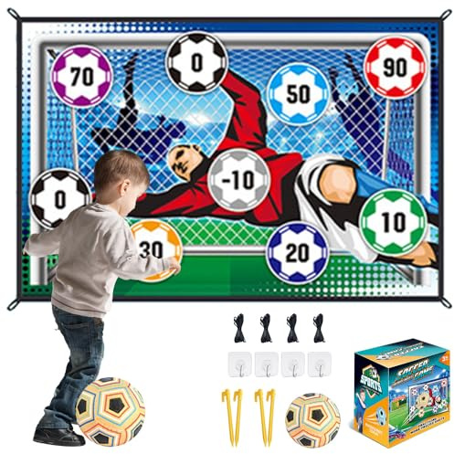 Soccer Ball Game Set, Indoor Outdoor Target Toss Soccer Goal Game with Balls & Foldable Flannel Goals, Football Accuracy Exercise, Sports Toys for Boys Girls 3+ Birthday Gifts (B)