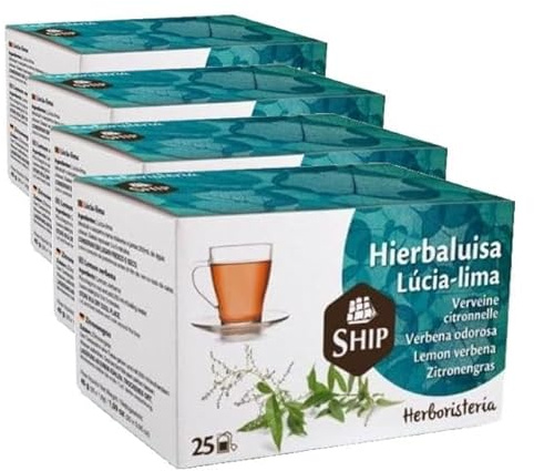 Ship - Infusión de Hierba Luisa en Caja de 25 Unidades - Ayuda a Reducir los Espasmos y Molestias Estomacales - Efecto Relajante y Calmante - Infusiones Variadas (Paquete de 4)
