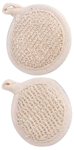ASAKKURA 2 Pezzi Asciugamani Esfolianti per Corpo in Luffa Naturale, Panni Esfolianti la Doccia Schiuma Ricca, Palla da Bagno per Pulizia Profonda di Schiena, Collo e Spalle, Adatti