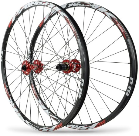 MTB Hjulset 26/27,5/29 Genomgående Axel Cykelhjul 15 * 100/12 * 142MM | Skivbroms Hjulsats, 32H Fram- Och Bak Hjul, Aluminiumfälgar, For 7-12 Växlad Kassett