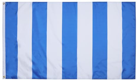AZ FLAG - Bandera Lineas Azules Y Blancas - 150x90 cm - Bandera Azul Y Blanca 100% Poliéster Con Ojales de Metal integrados - 110g - Colores Vivos Y Resistente A La Decoloración