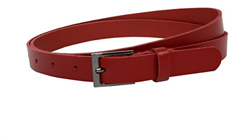 Vascavi läderbälte äkta läder, tillverkat i Tyskland, 2 cm brett och ca 0,25 cm tjockt, bälte, höftbälte, jeansbälte, röd, 105 cm Gesamtlänge 115 cm