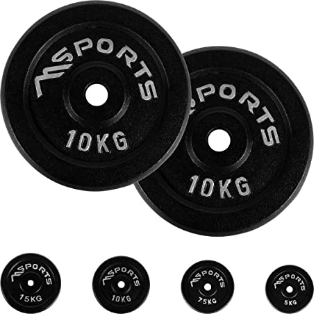 Coppia di dischi professionali per bilancieri e manubri, 100% ghisa, 5-30 kg, 2 x 10 kg – nero, allenamento di forza