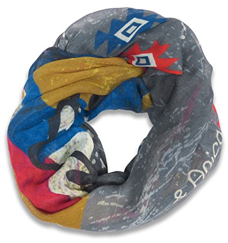 Lara & Anica limitado modal bucle bufanda en curry gris rojo azul - redecilla bufanda alrededor - tamaño 2 x 80 x 100 cm
