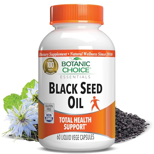 Botanic Choice Black Seed Oil, 500 mg-Black Cumin Seed Oil-Daily Supplement of EFAs for Overall Health Support-Gluten Free, Non-GMO-60 Liquid Vege Capsules