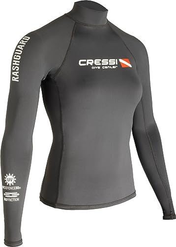 Cressi Rash Guard Lady Black Dive Center Camiseta Mujer elaborada en tejido elástico de primera calidad con filtro de protección UV UPF 30+, Disponible en manga corta y manga larga